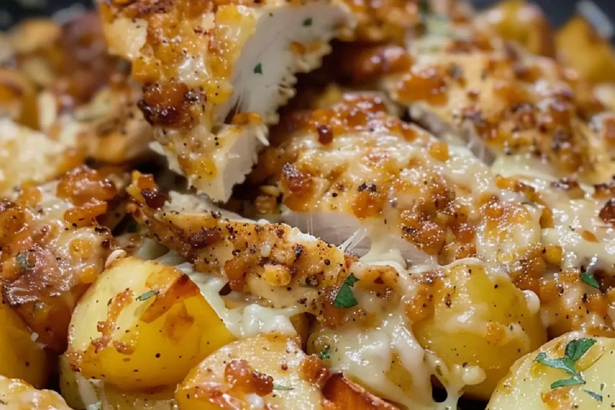 Crockpot Garlic Parmesan Chicken & Potatoes