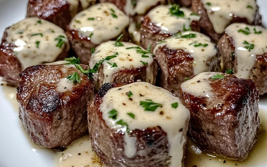 Garlic Butter Steak Bites with Parmesan Cream Sauce A Luxurious and Delicious Meal