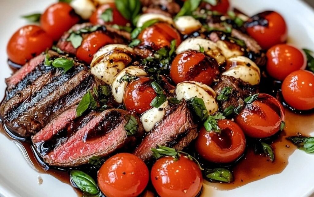 Grilled Flank Steak Caprese with Balsamic Dressing