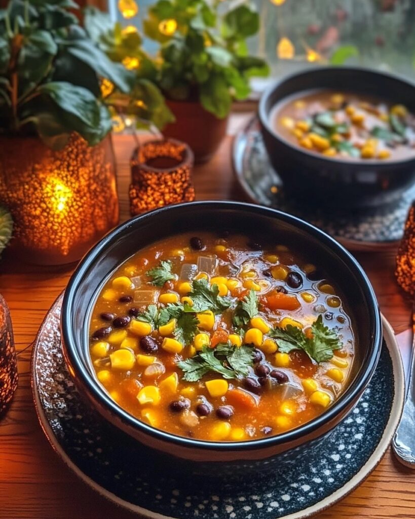 Spicy Black Bean and Sweet Corn Soup