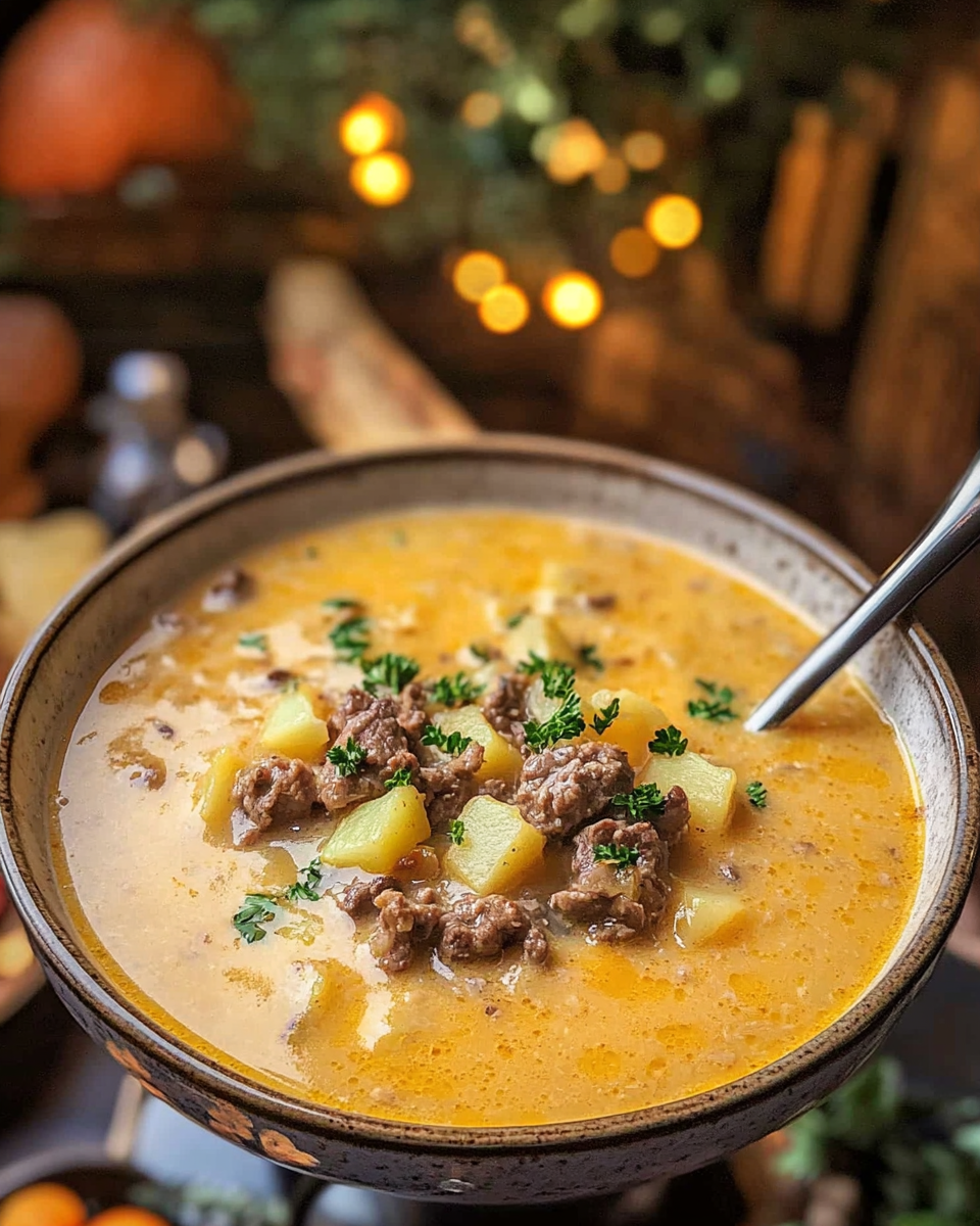 Beef and Potato Cheddar Soup