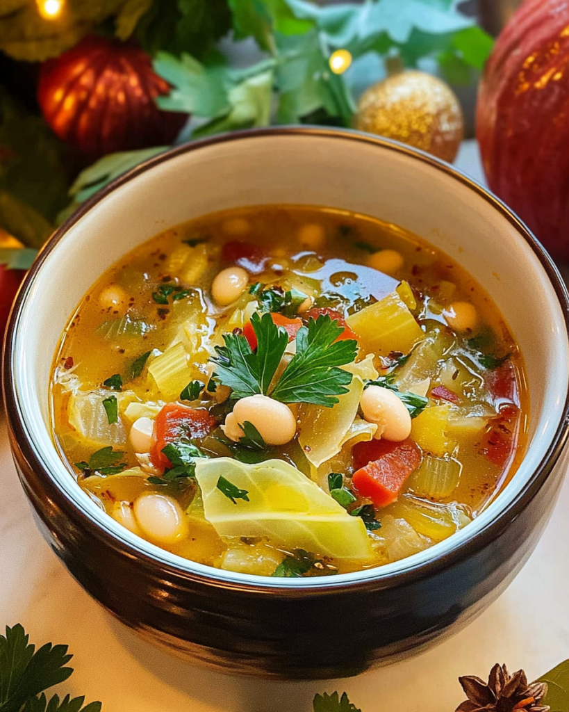 Spicy Cabbage and White Bean Soup