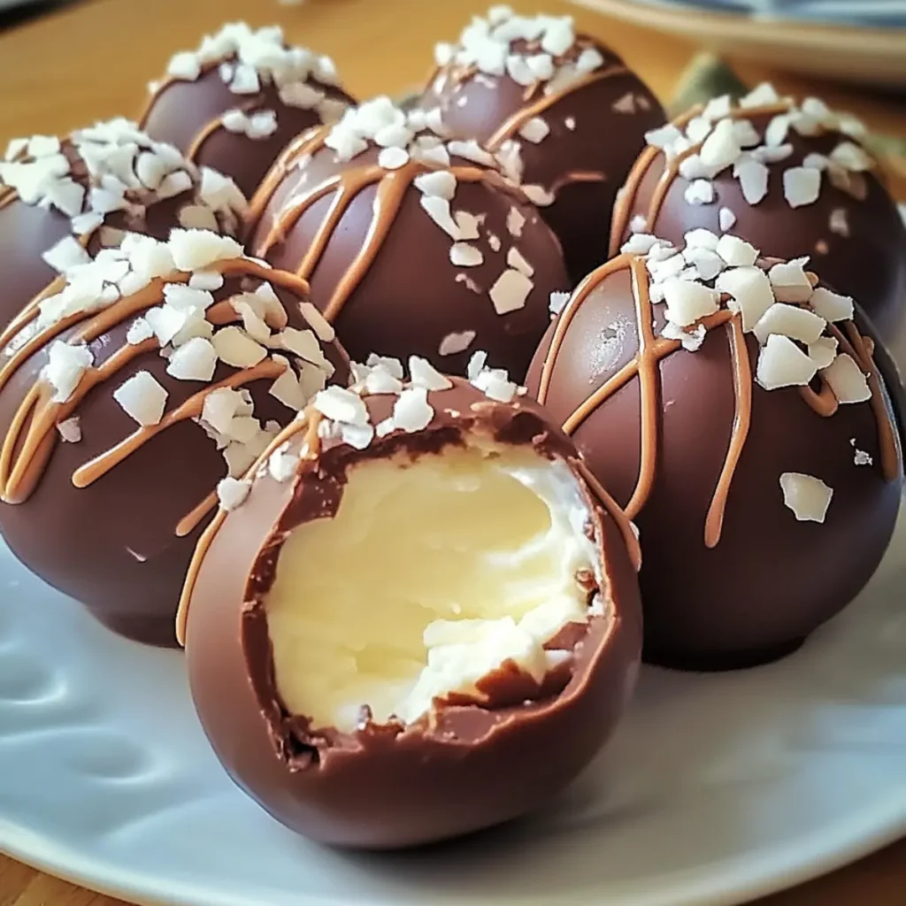 Homemade Easter Cream Eggs with chocolate shells and vanilla filling on a pastel plate.