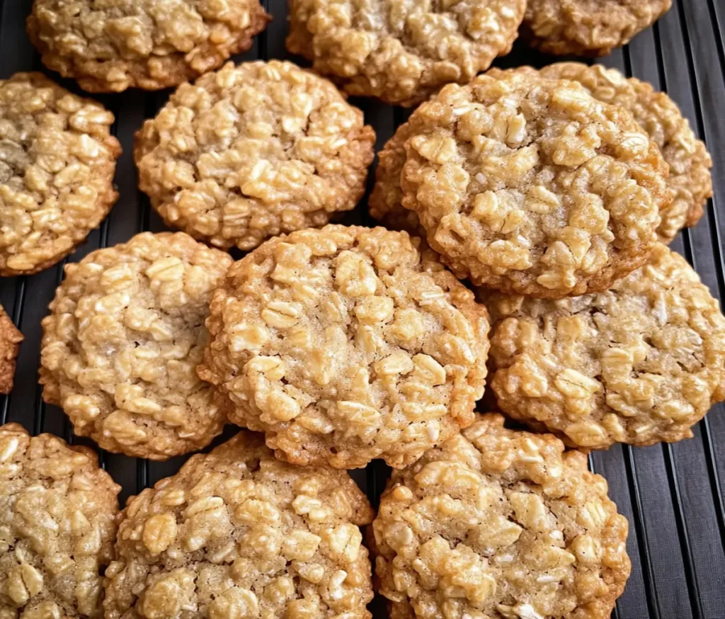 Chewy Rice Krispie Oatmeal Cookies on a cooling rack